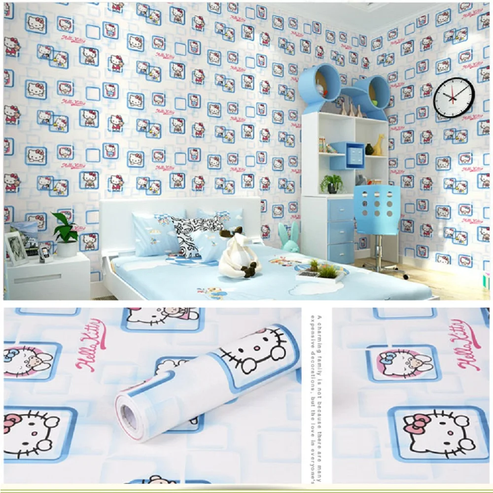45 см X 1000 см HelloKitty, водонепроницаемые самоклеящиеся обои из ПВХ, настенные наклейки для гостиной, телевизора, стены, спальни, для детей, креативные