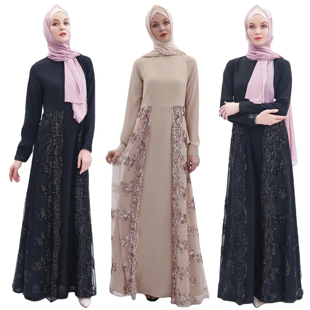 Мусульманское женское платье с блестками и вышивкой Abaya Дубай кафтан длинное