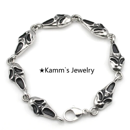 Мужские ювелирные изделия череп серебро 316L браслет из нержавеющей стали байкер