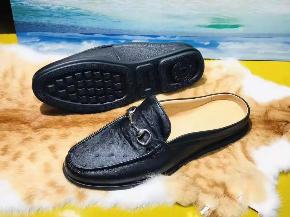 Новинка высококачественные мужские туфли из натуральной страусиной кожи модные