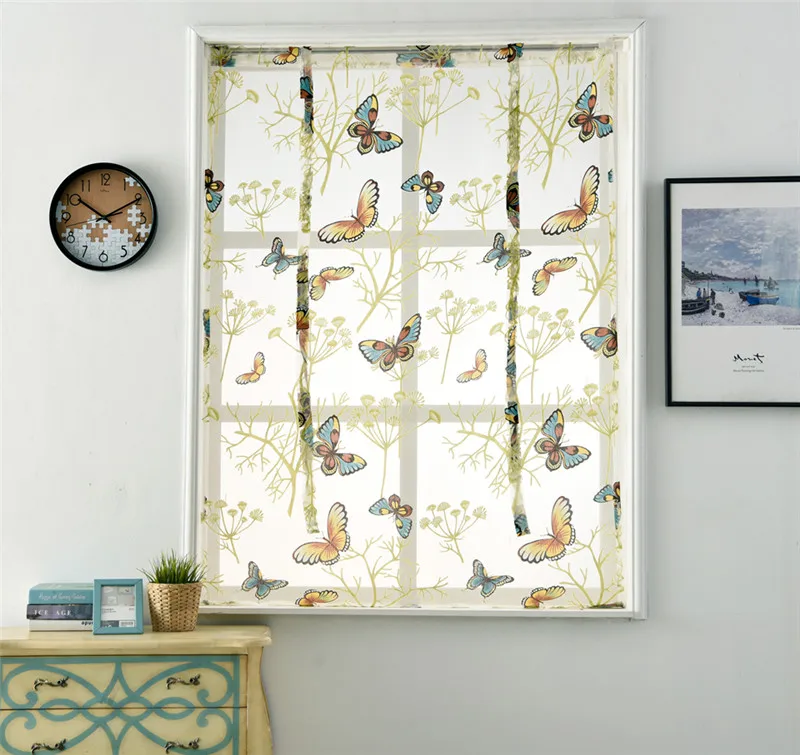 Бабочка римские Короткие шторы для кухни valance sheer гостиной лечения