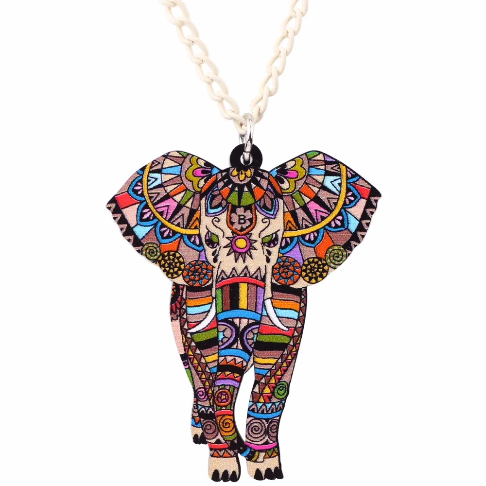 Bonsny массивное Макси акриловое Африканское Jungel ожерелье-чокер с слоном Цепочка Воротник кулон воротник мода новые ювелирные изделия для женщин
