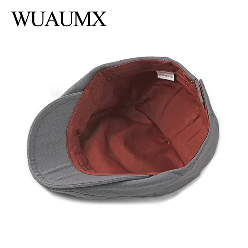 Wuaumx унисекс простой береты Мужские Женские шапки одноцветное Черный, серый цвет кепка газетчика лето, рисунок "в елочку" Кепка Утконос плоский Плющ Кепки s