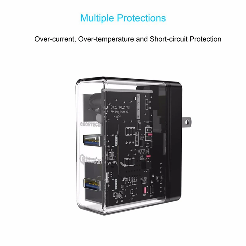 Choetech мобильного телефона заряда QC3.0 Быстрый США Plug Путешествия стены Зарядное