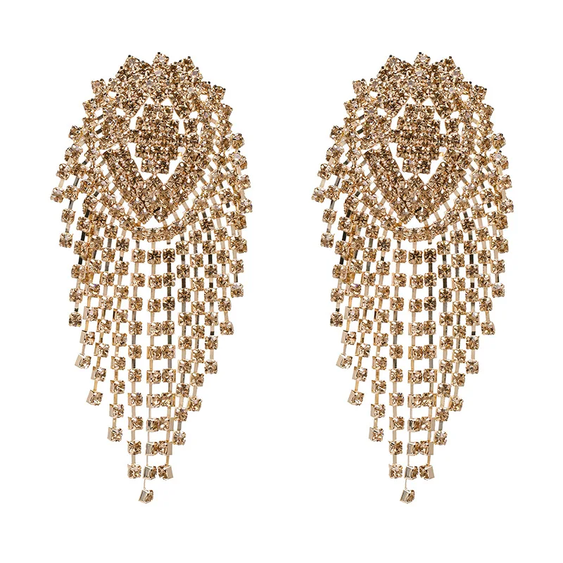 Женские серьги подвески в стиле бохо с цепочкой стразы аксессуары для