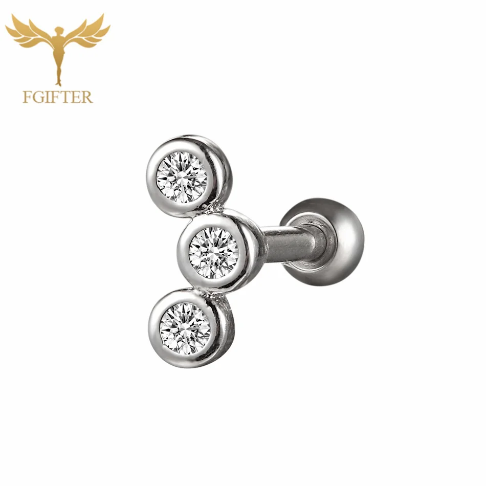 Ear Tragus G23titan титановый, серебряного цвета кристалл серьги шпильки ухо траг спирали пирсинг кольца промышленные штанга бижутерия для тела серьги - Окраска металла: Ear Tragus