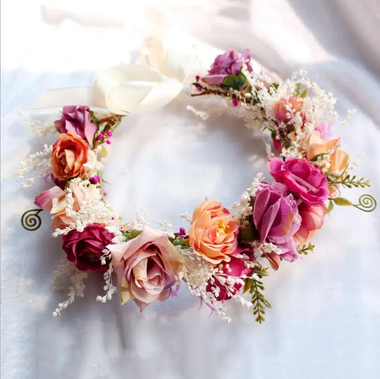 Вечная и цветами наряды для невест Роскошные Головные уборы дешевые свадебные