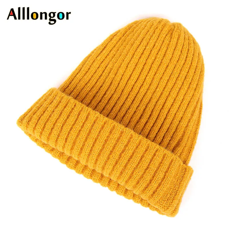 Color2 yellow Осень, зимняя женская шапка бини, мужская шапка бини для дам, женская вязаная шапка, розовая, черная, красная, в стиле хип-хоп, gorros mujer invierno - Цвет: Color2 yellow