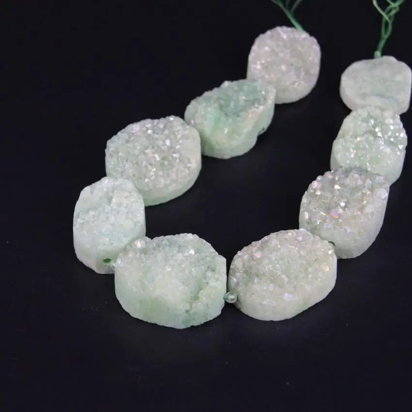 Примерно 8 шт./нитка зеленая AB натуральная кварцевая Друза овальная плита бусины