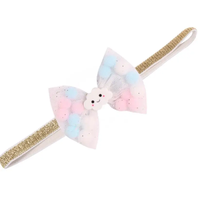 Повязка на голову детская с помпоном FD36 бантом головные повязки для волос |