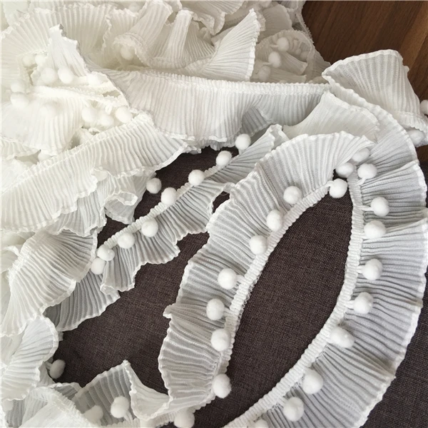 

Diy white dress doll dress skirt cuffs lace trim Tassel ball fold lace cuff textiles