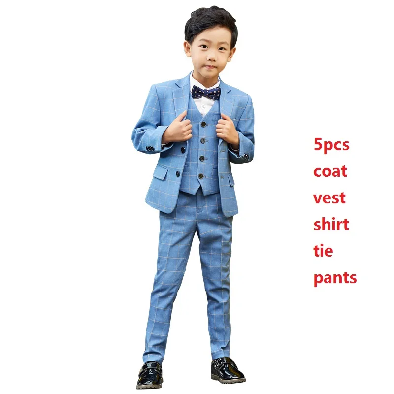 New Fashion Boys suits for weddings Kids Prom Suits Navy Blue Big Children Clothing Set Boy Formal Classic Costume | Детская одежда и