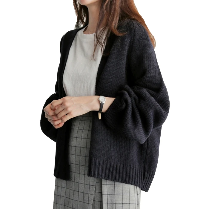 

Women Sweater short Cardigan 2019Fashion Autumn Winter Style Long Sleeve Loose Thick Knitted Cardigan female Sweaters Long Coat
