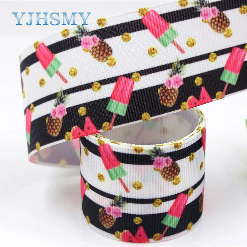 YJHSMY I-19320-641 38 мм 5 ярдов фрукты Термальность с печатным рисунком grosgrain ленты бантом