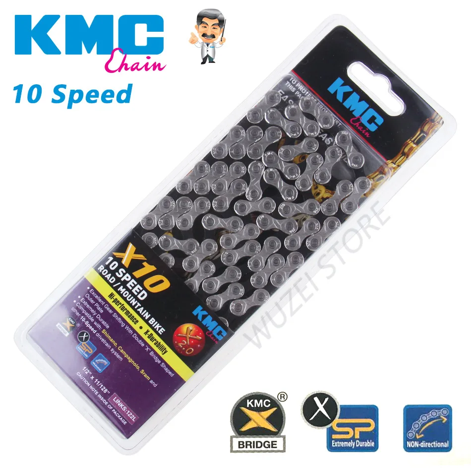 KMC X10 X11 MTB велосипед длинная цепь 122L 10/11 цепь для скоростного велосипеда волшебная кнопка с оригинальной коробкой горный велосипед длинная цепь