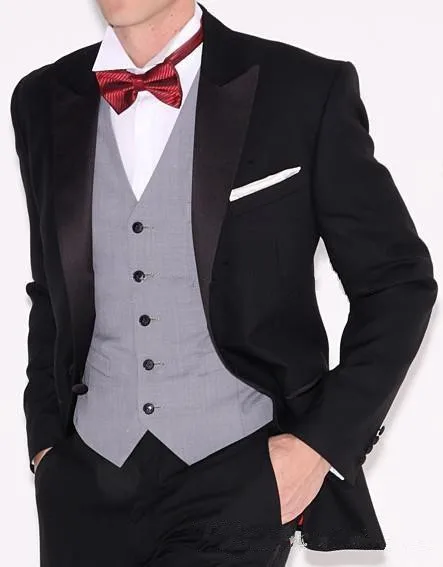 3 шт. на заказ одна пуговица облегающие черные свадебные платья смокинги для