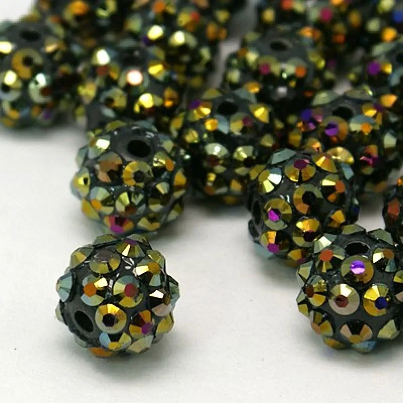 

100pcs 12mm Chunky Resin Rhinestone Beads Round Mixed Color For DIY Jewelry Making Necklaces Bracelets Handicrafts Supplies
