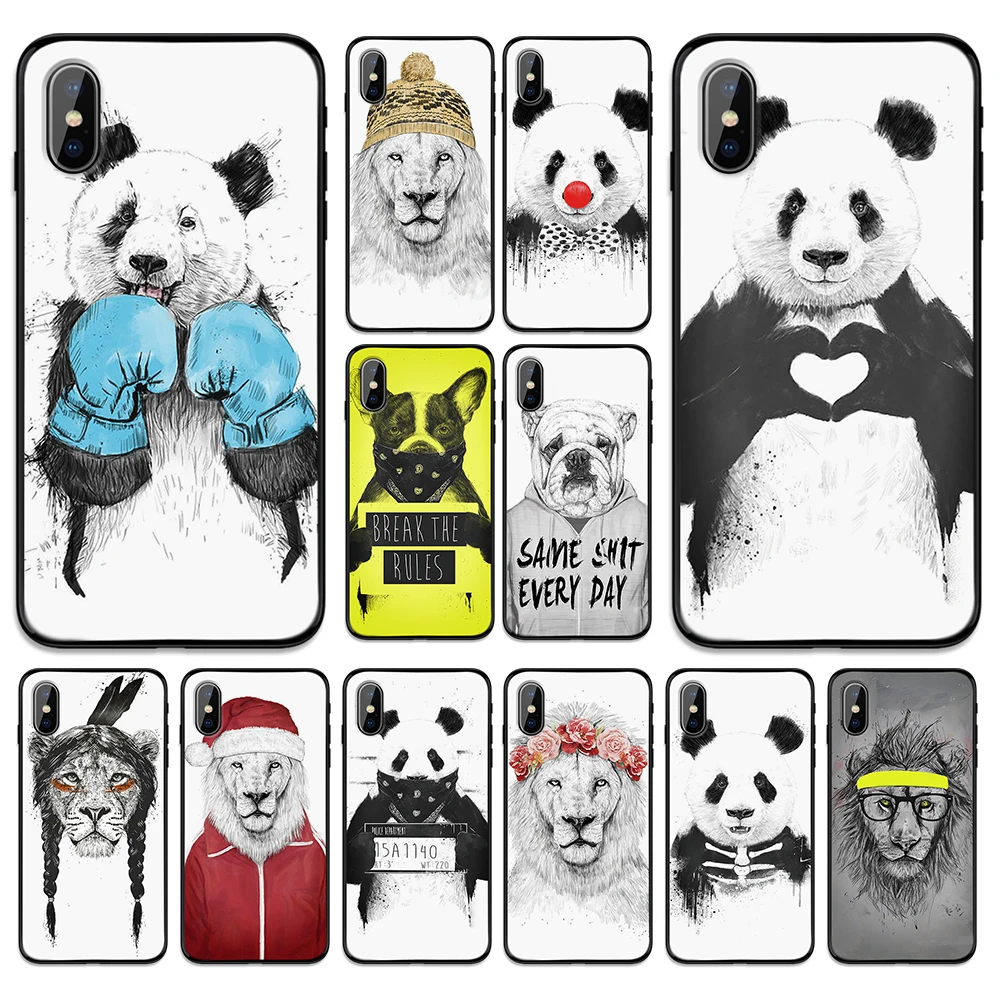 Животное эскизы мягкая термополиуретановая крышка-чехол для Apple iPhone 6 6S 7 8 плюс 5 5S