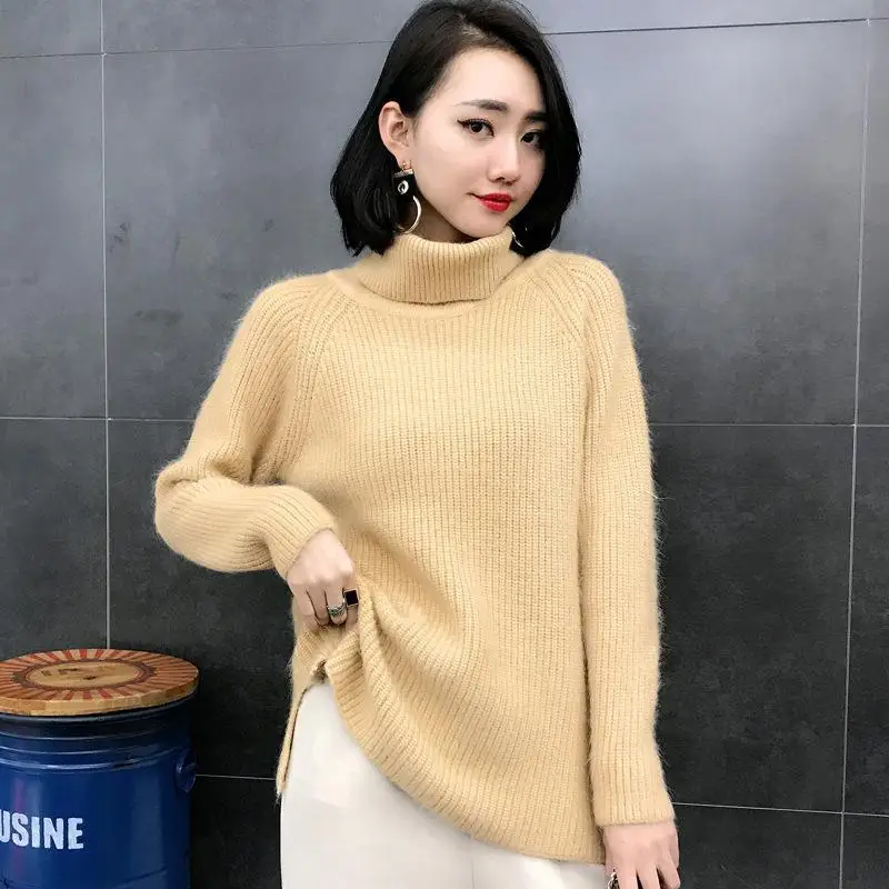 NFIVE Brand 2018 Woman Thick Woolen Sweateres New Fashion Korean Winter Loose Turtleneck Sweater Quality Solid Casual Pullover | Женская