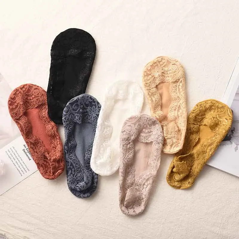2019 Весна Лето Повседневные женские хлопковые кружевные короткие носки с