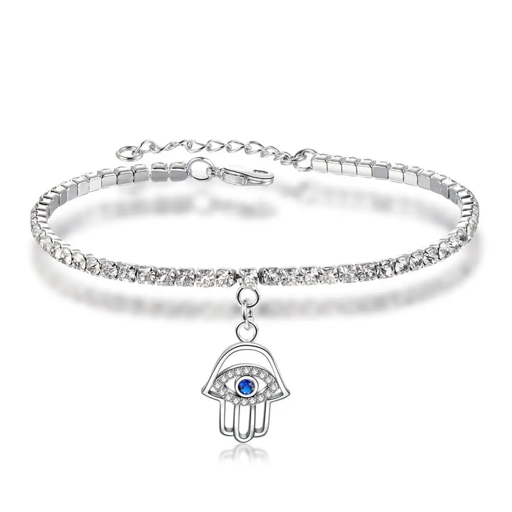 Evil Eye UMODE браслет от сглаза для женщин, сердце, любовь, браслеты, круглый кубический цирконий, женские серебряные ювелирные аксессуары, подарок UB0164 - Окраска металла: Evil Eye
