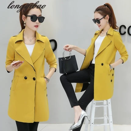 Новинка весна осень 2019 Повседневная тонкая женская Длинная ветровка TB7058|long