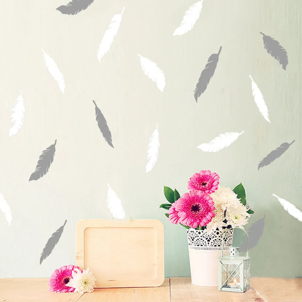 Наклейки на стену с перьями DIY для детской комнаты Декорации дома стены обои