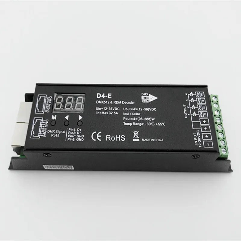 D4 E P 4 XE декодер DMX с постоянным напряжением цифровым дисплеем XLR3 и портом