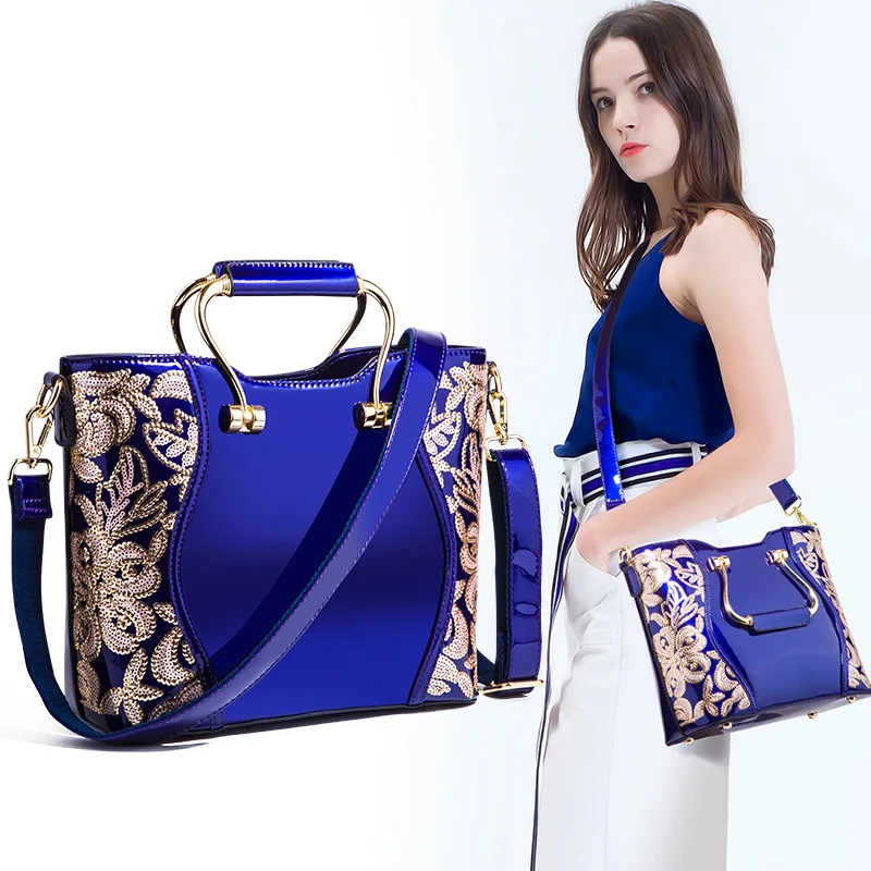 Mododiino Luxury Fashion Women Bag Embroidery Sequined Chain Patent Leather Famous Brand Shoulder Lady Messenger DNV0678 |