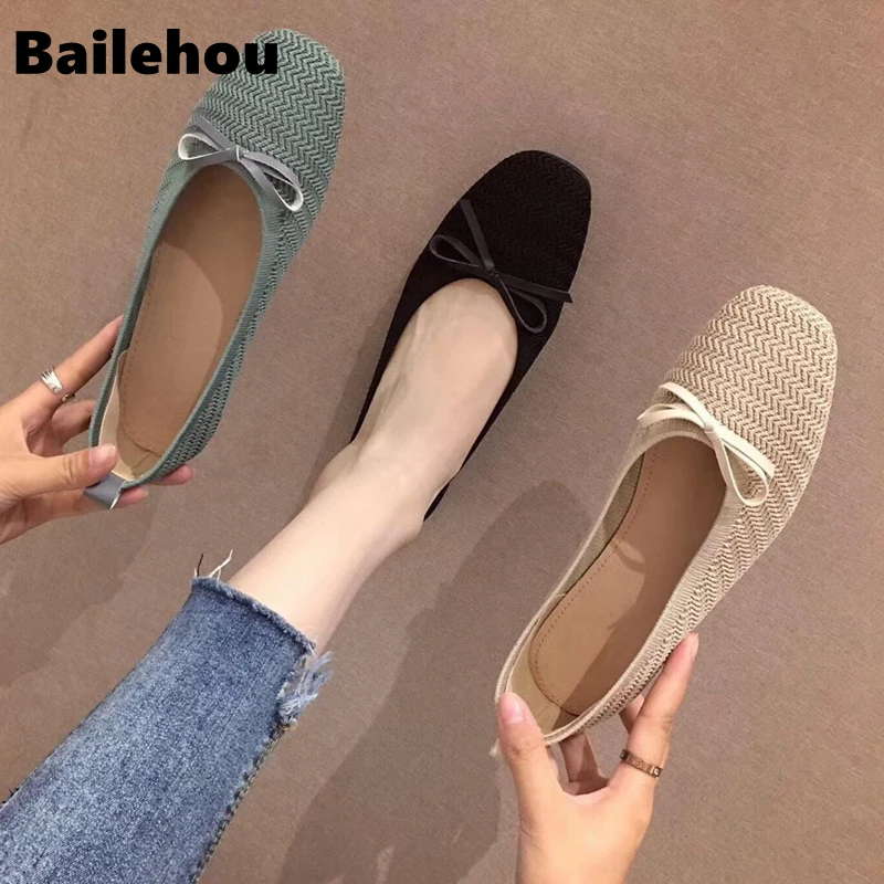 Bailehou/ г., весенние лоферы на плоской подошве без застежки, женская обувь на плоской подошве с круглым носком балетки с закрытым носком повседневные Мягкие женские балетки Mujer