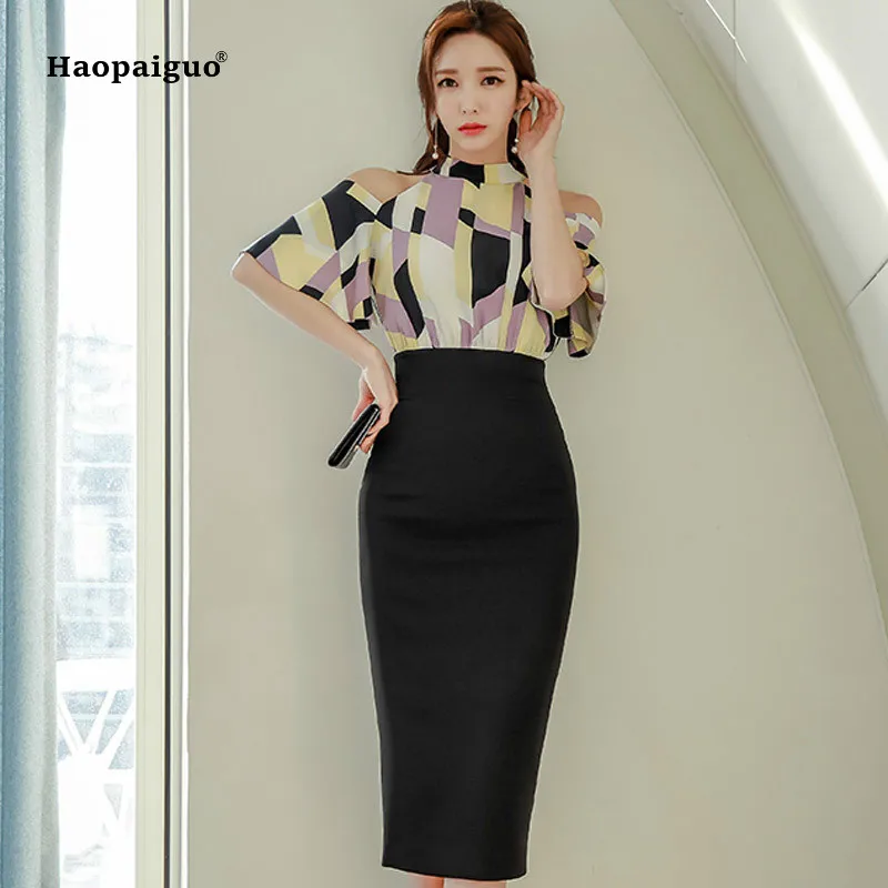 Платье-карандаш в стиле пэчворк большого размера 2019 черное платье с