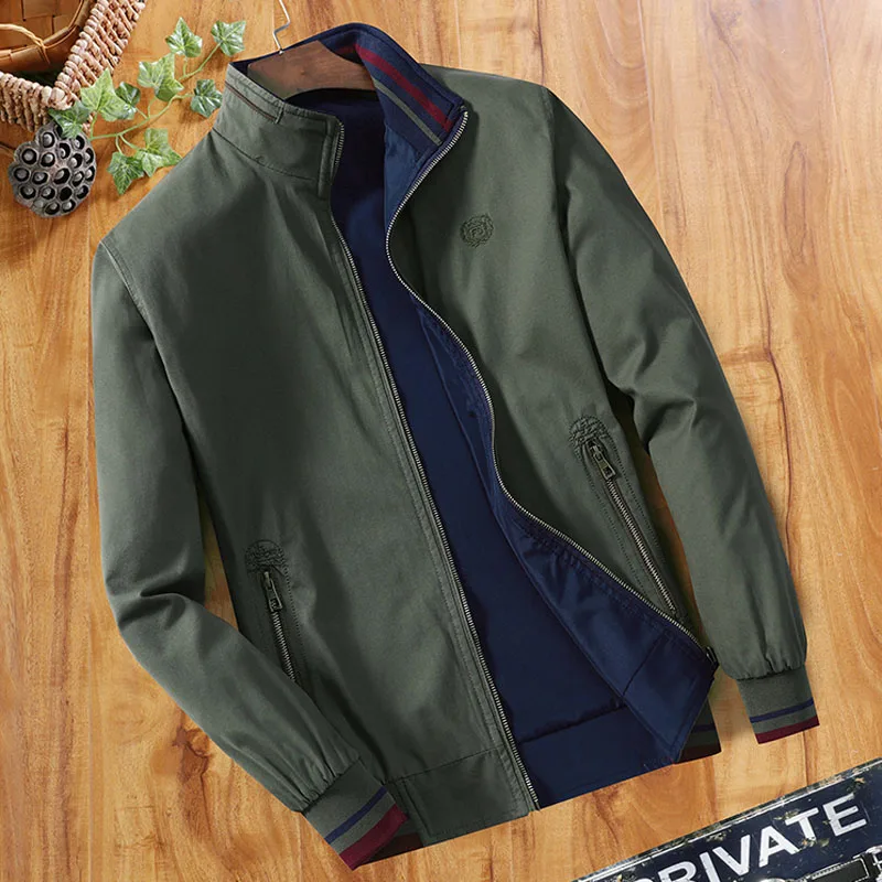 Army Green MANTLCONX, новинка, весенне-осенние мужские куртки, повседневные пальто, одноцветная Мужская одежда, куртки с воротником-стойкой, Мужская Двусторонняя одежда - Цвет: Army Green