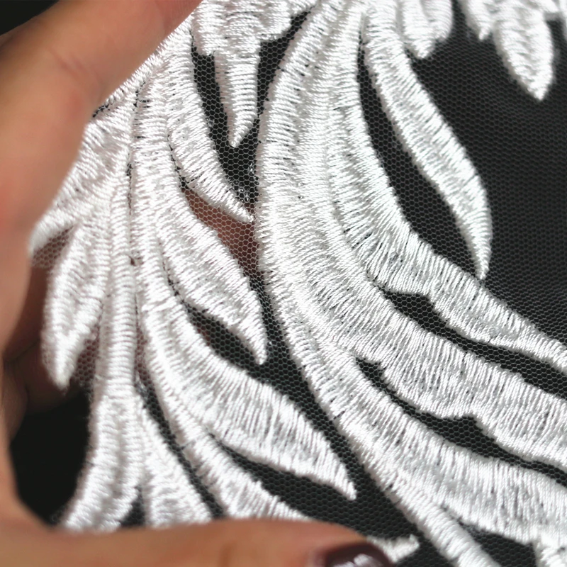 1 шт. вышивка кружевная ткань для свадебного платья вышитые цвета слоновой кости