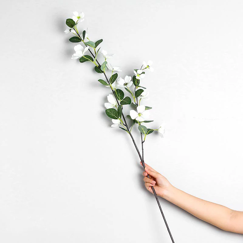 white with leaf Yumai 100 см, длинные стебли, цветок из собачьей древесины, искусственные украшения для дома, Вечерние Декорации, свадебный стол, украшение для ванной, сада - Цвет: white with leaf