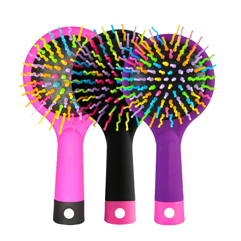 Rainbow Volume S Brush Hair Curl Magic Accessory Perm Wave Straight Beauty Comb with Mirror | Красота и здоровье