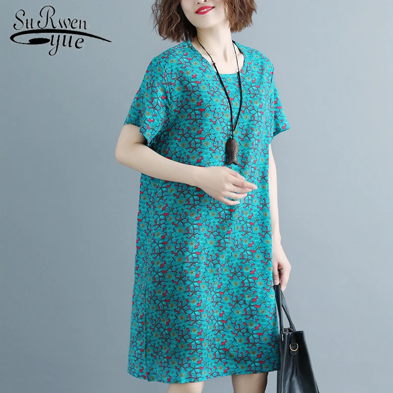 Женское шифоновое платье с коротким рукавом свободное повседневное большого