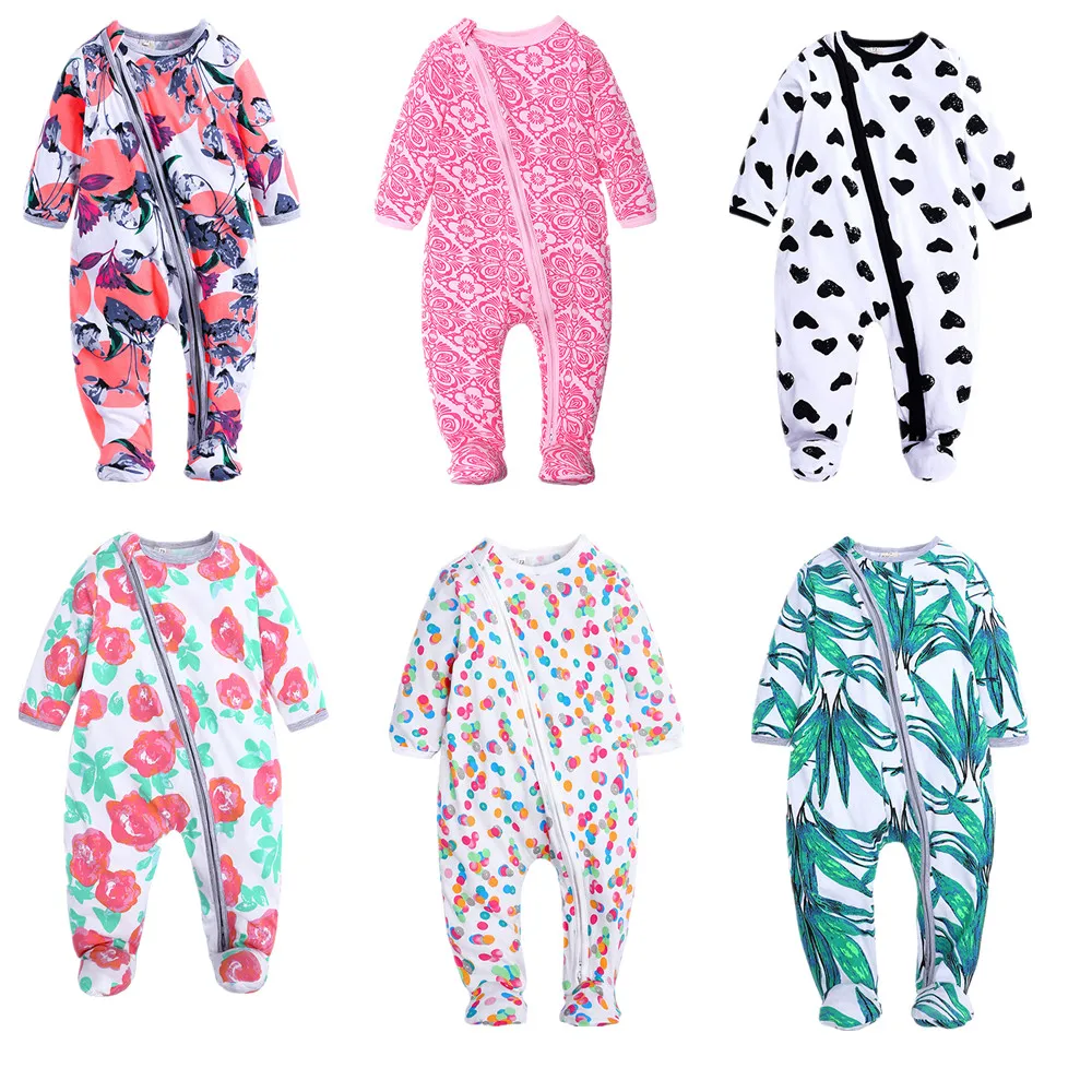 Детские комбинезоны с длинным рукавом хлопковые принтом для маленьких девочек