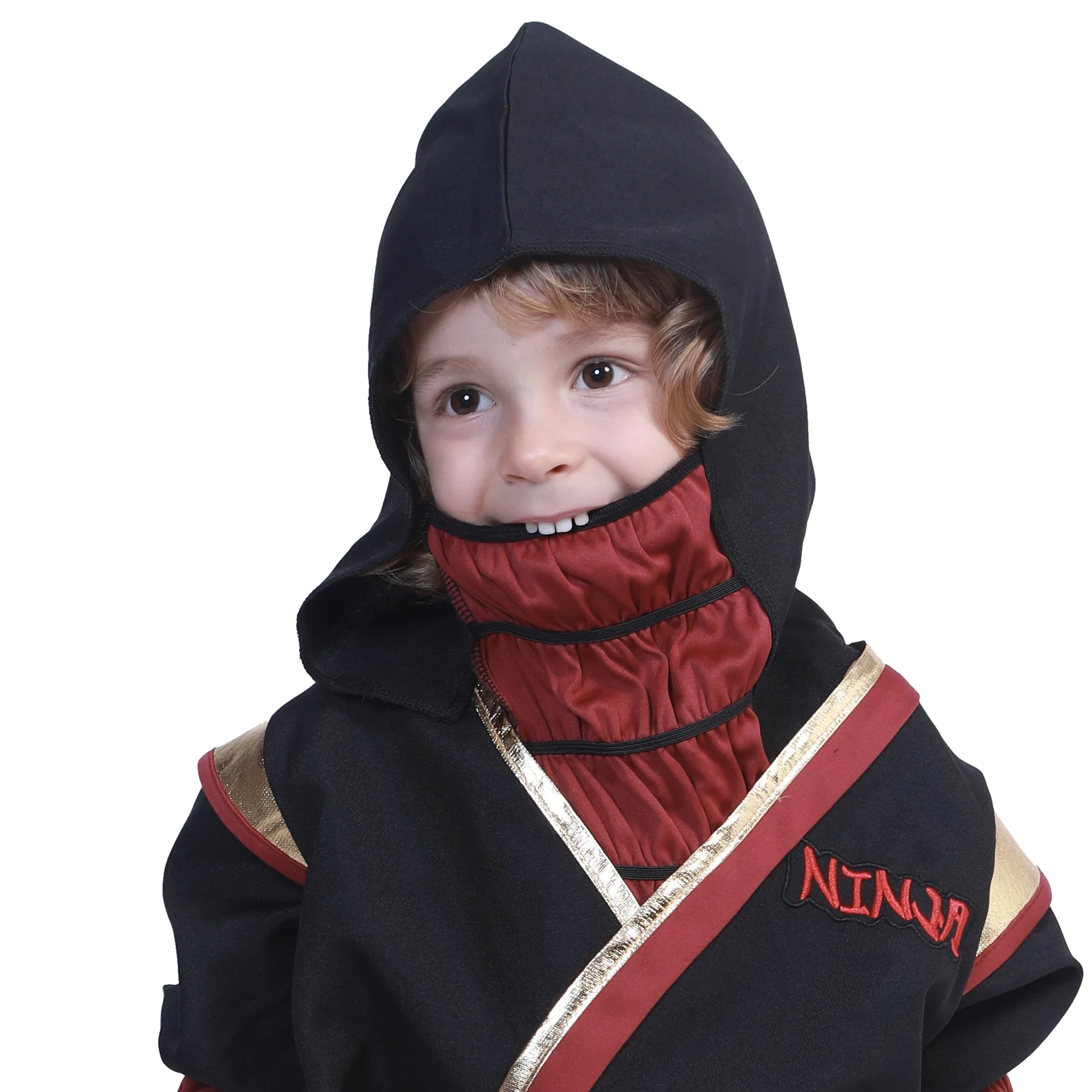 Черный с капюшоном Nanja косплей для мальчиков воин самурая маскарадный костюм