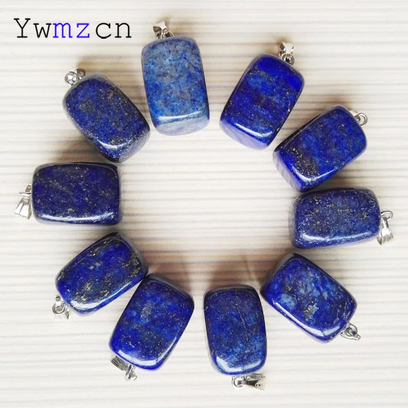 

fashion natural stone Square Lapis lazuli pendants Necklace charms jewelry making accessories 24Pcs/lot Free shipping wholesale