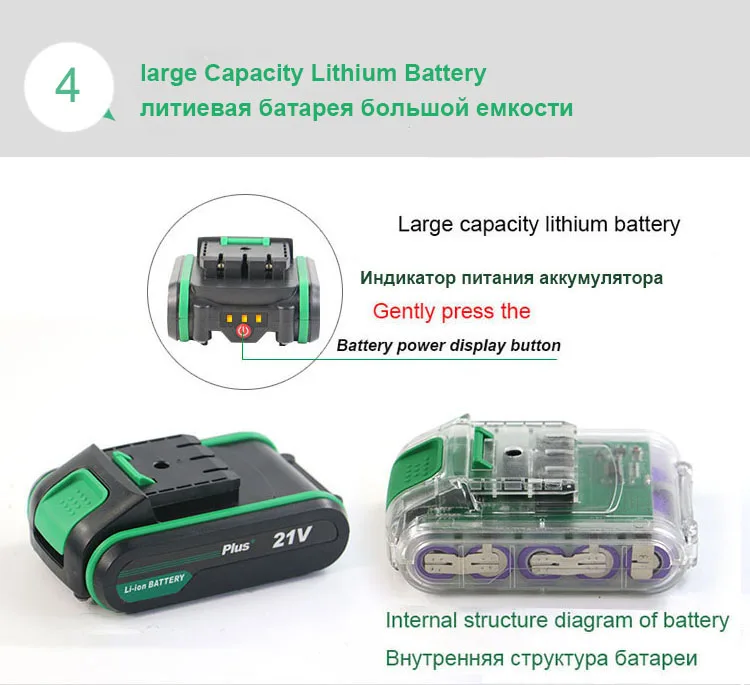 21V Double Speed Impact Drill Electric Hammer Drill Battery Electric Cordless Drill Electric Screwdriver Home DIY Power Tools