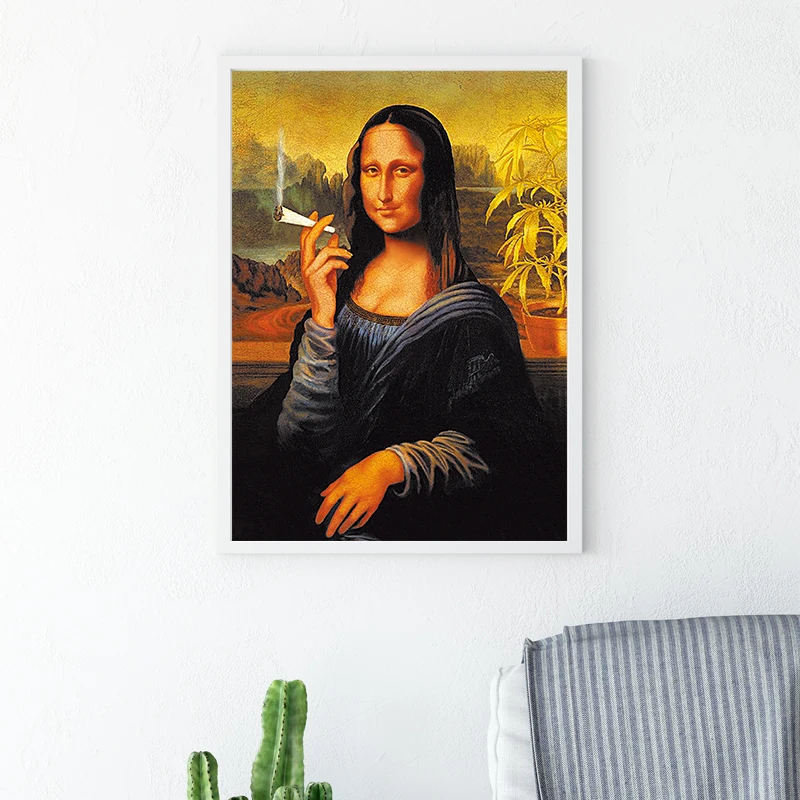 Dadaism, настенная художественная креативная Картина на холсте с изображением Моны Лизы, Классическая живопись, украшение для кабинета, прихожей