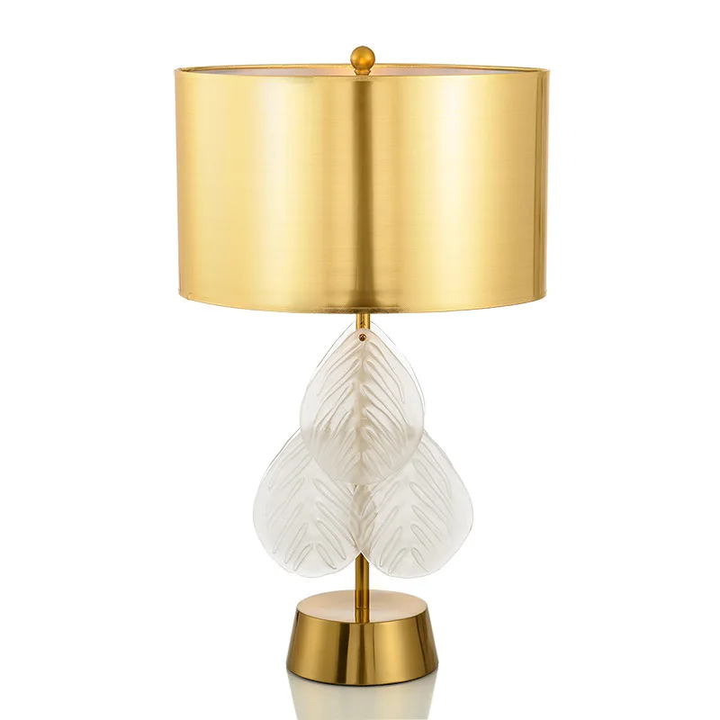 LukLoy современная светодиодная настольная лампа стеклянные листья Американский