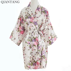 Белое свадебное кимоно для невесты и подружки невесты, женский короткий халат, одежда для купания, одежда для сна, банная рубашка Rayou, мини-ночная рубашка, пижама