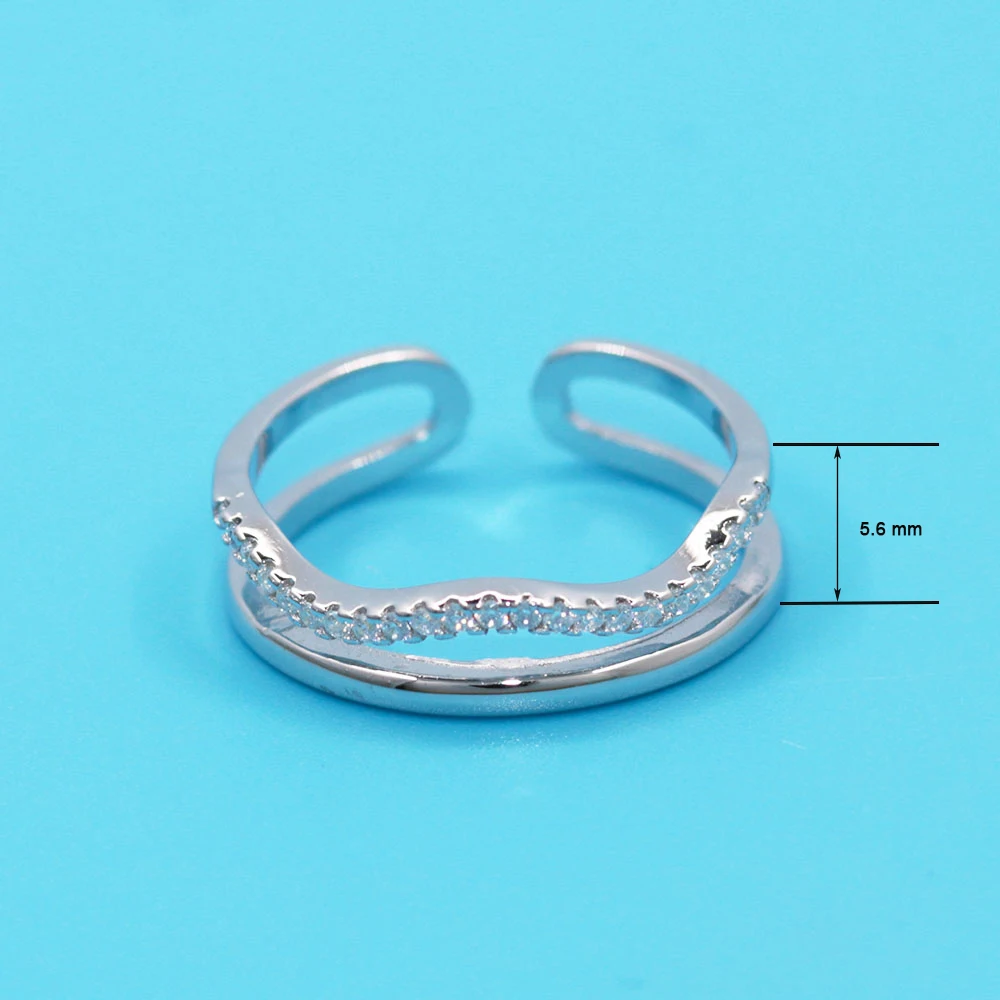 Параболы 925 стерлингового серебра Изогнутые Кольца с AAA Кубический Цирконий