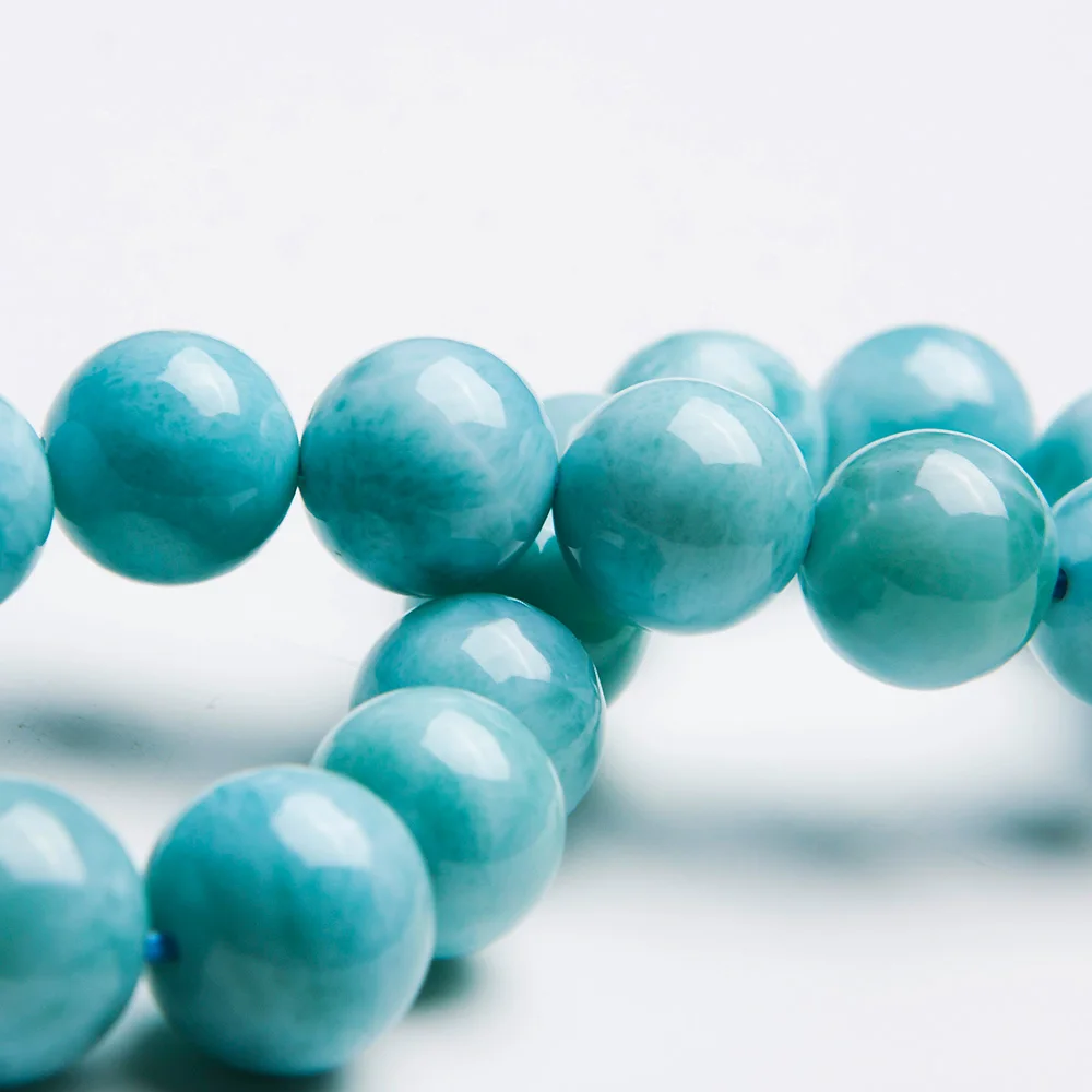 Браслет из ларимара натурального синего камня диаметр 11 мм | Украшения и