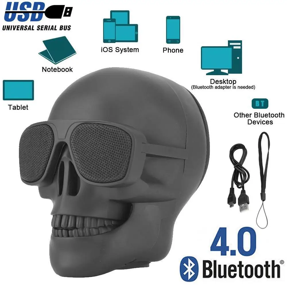 Череп головы беспроводной Bluetooth динамик мини портативный стерео HD звук