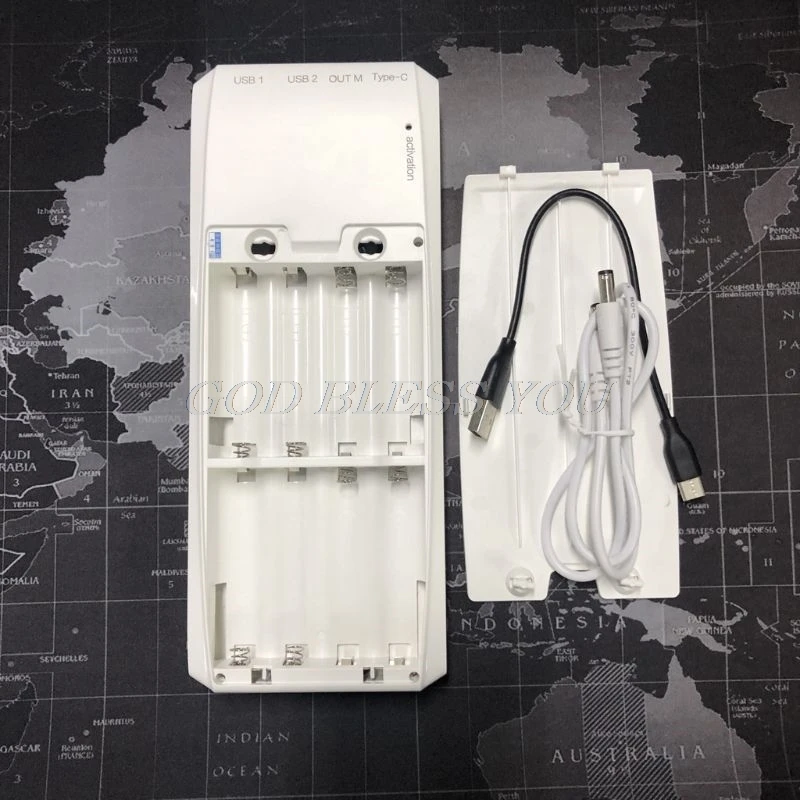 (Без аккумулятора) чехол для быстрой зарядки двойной USB QC 3 0 + Type C PD DC выход 8x18650