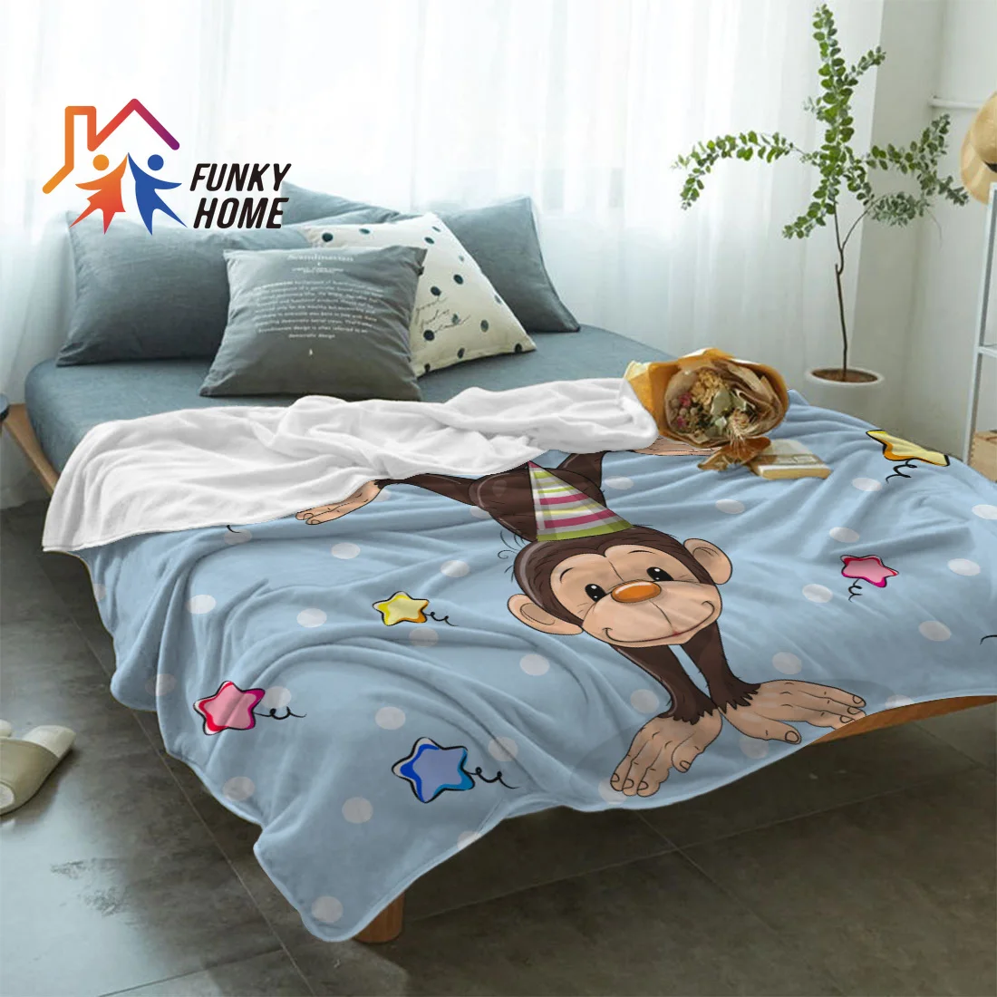 Funkyhome индивидуальное одеяло с рисунком совы обезьяны принтом на день рождения