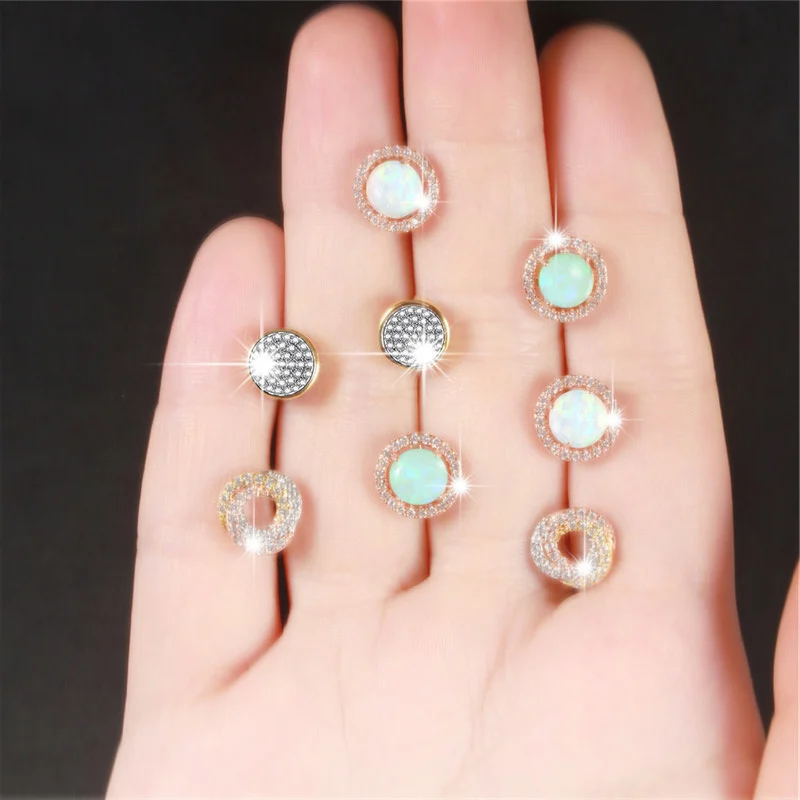 ROMAD открытое женское круглое огненное Опаловое кольцо розовое золото Кристалл