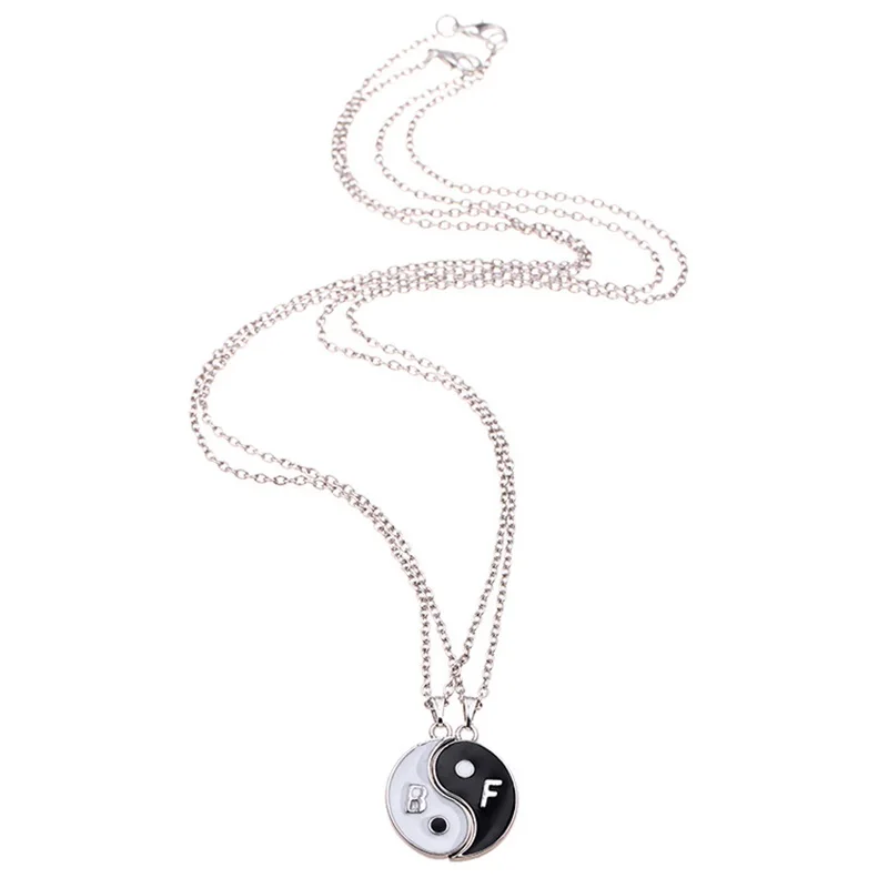 Подвеска Bff 2 P черная белая Инь Янь подвеска ожерелье для лучших друзей женское